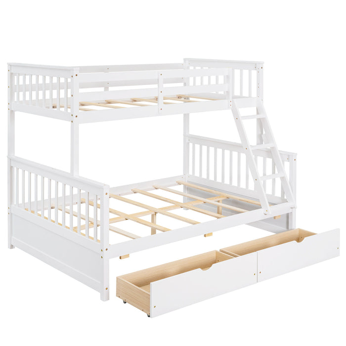 Bunk Bed With Ladders And 2 Storage Drawers
