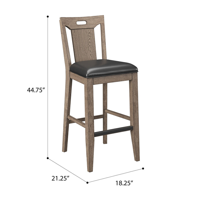 Benton - Slat Back Bar Stool - Brown / Dark