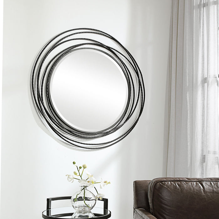 Whirlwind - Round Mirror - Black