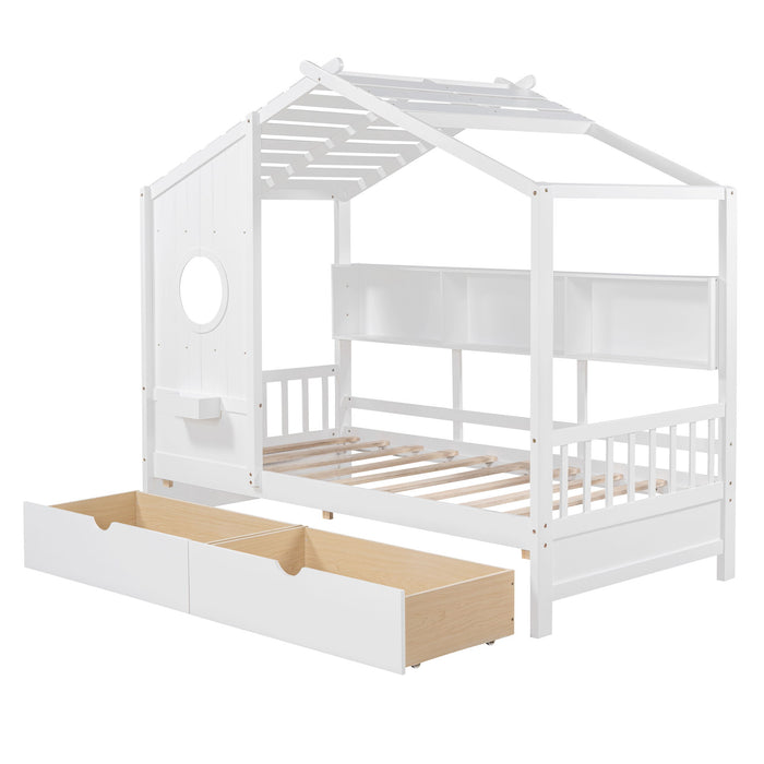 Modern Design House Bed With Storage Shelf