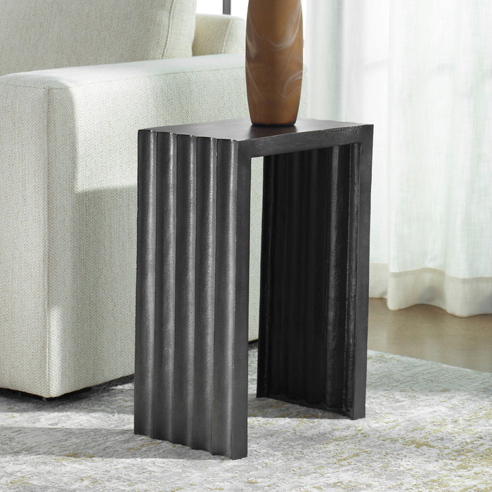 In The Groove - Aluminum Accent Table - Black