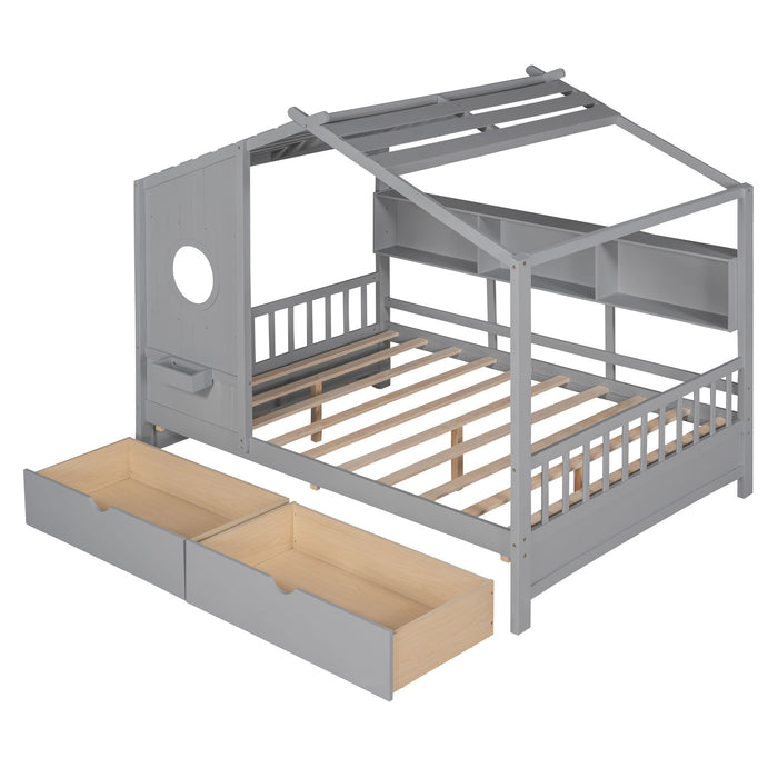 Modern Design House Bed With Storage Shelf