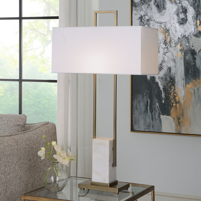 Column - White Marble Table Lamp