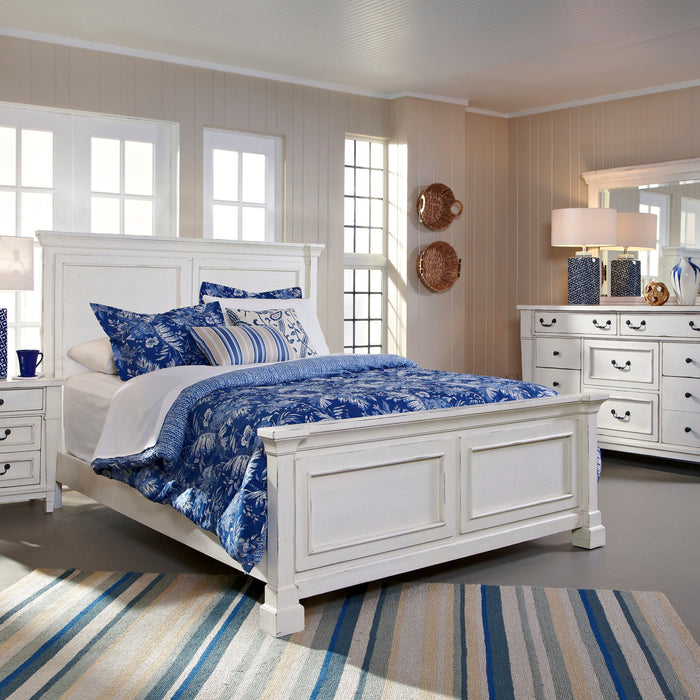 Stoney Creek - King Panel Bed - Weathered White