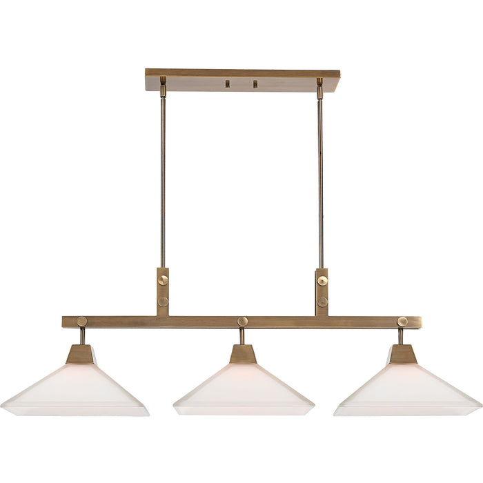 Brookdale - Industrial 3 Light Linear Chandelier - Gold