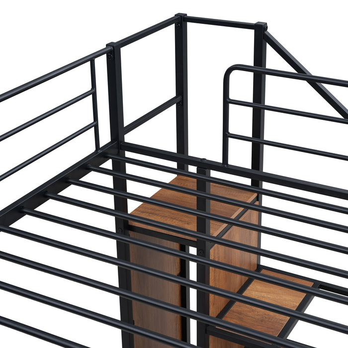 Bunk Bed With Lateral Storage Ladder And Wardrobe