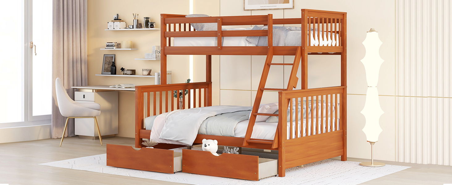 Bunk Bed With Ladders And 2 Storage Drawers
