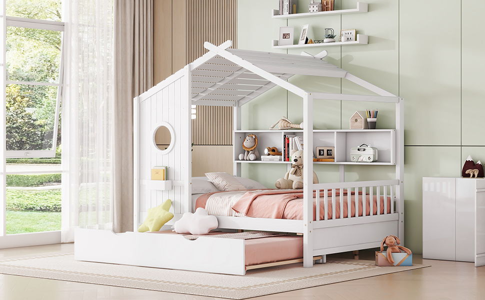 Modern Design House Bed With Storage Shelf