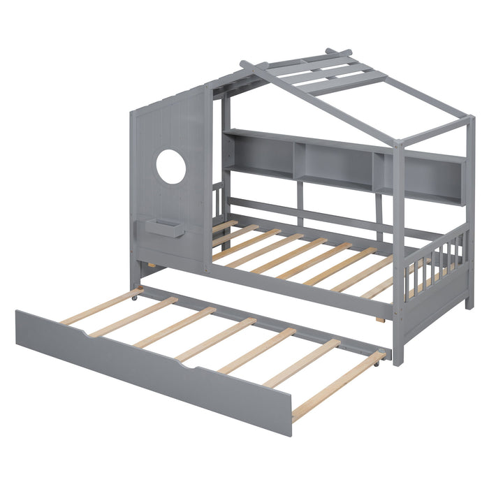 Modern Design House Bed With Storage Shelf