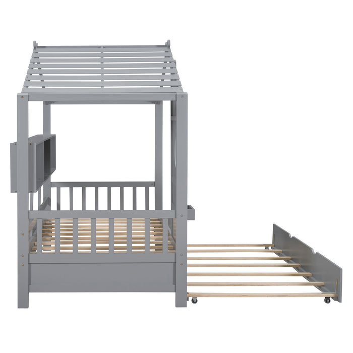 Modern Design House Bed With Storage Shelf