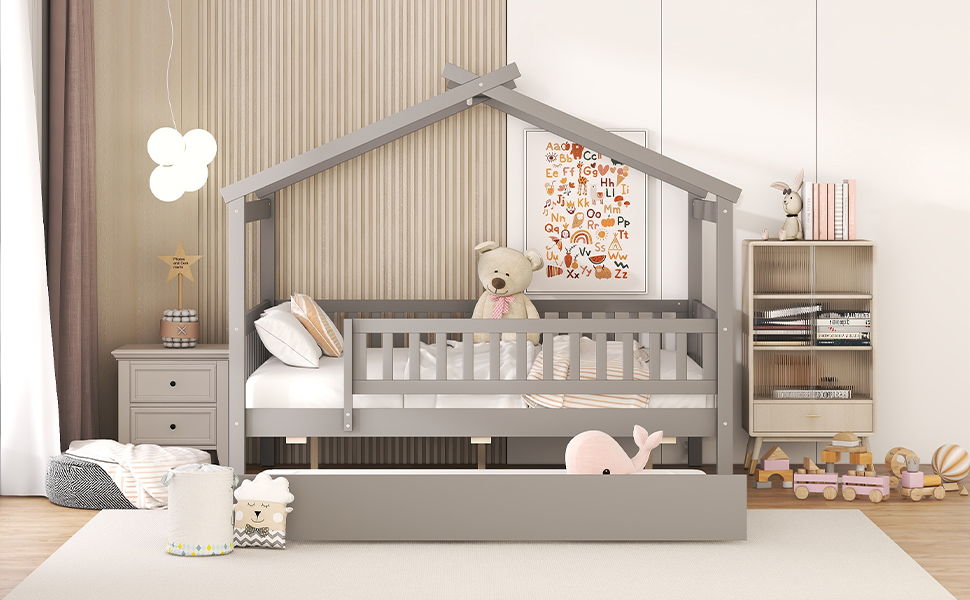 Creativity House Bed With Twin Size Trundle