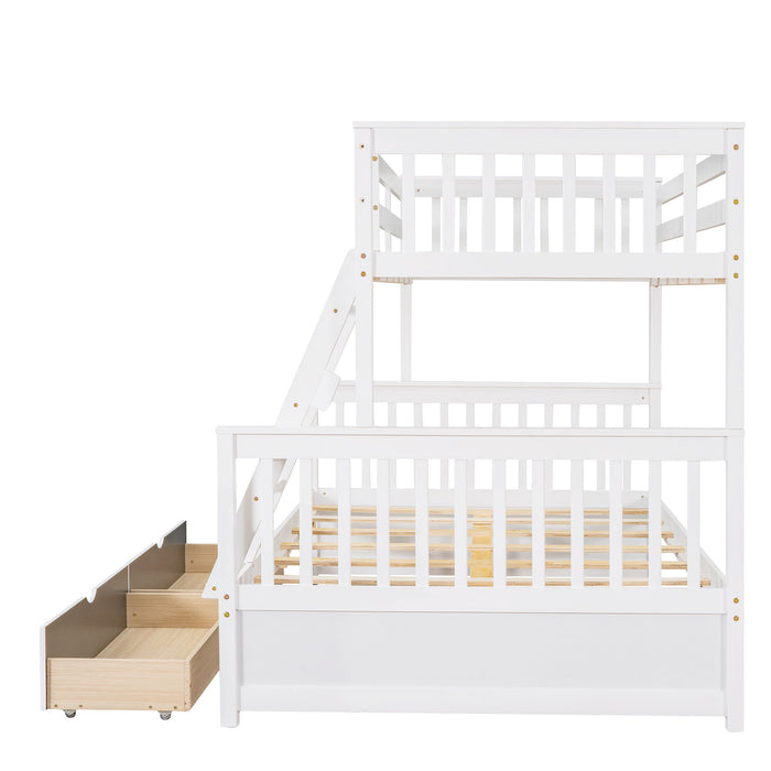 Bunk Bed With Ladders And 2 Storage Drawers