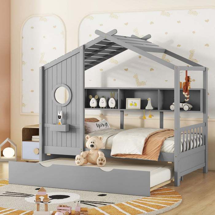 Modern Design House Bed With Storage Shelf
