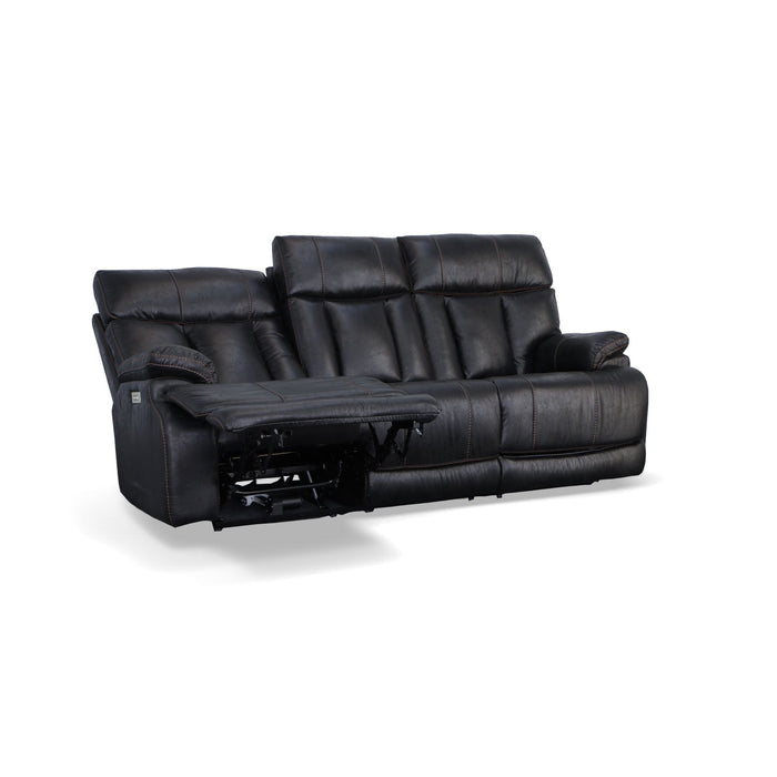 Clive - Power Reclining Sofa with Power Headrests & Lumbar - Dark Brown