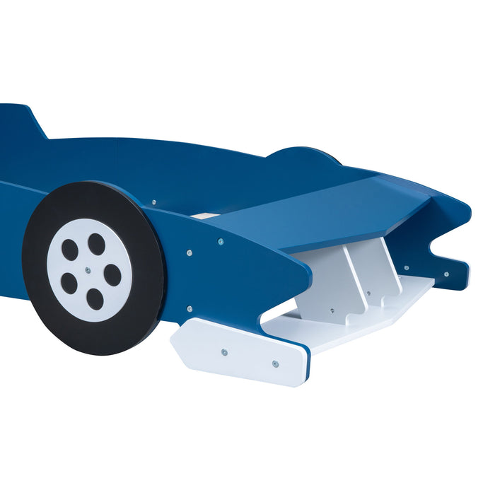 Race Car-Shaped Platform Bed With Wheels