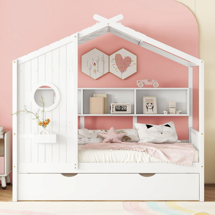 Modern Design House Bed With Storage Shelf
