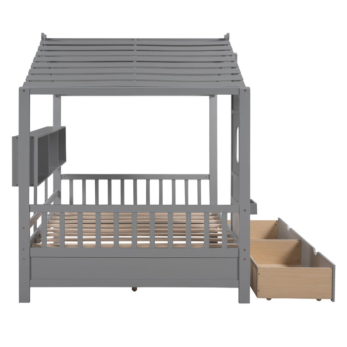Modern Design House Bed With Storage Shelf