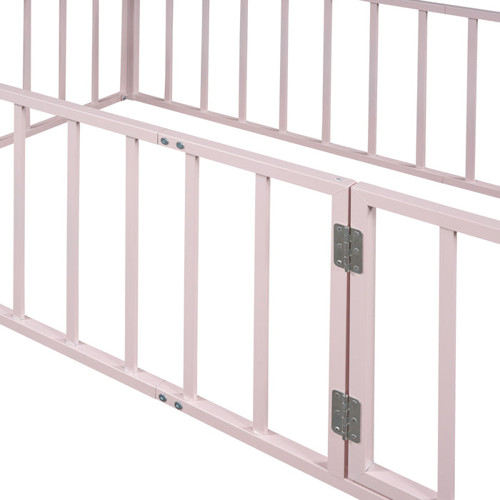 Metal Floor Bed Frame With Fence And Door