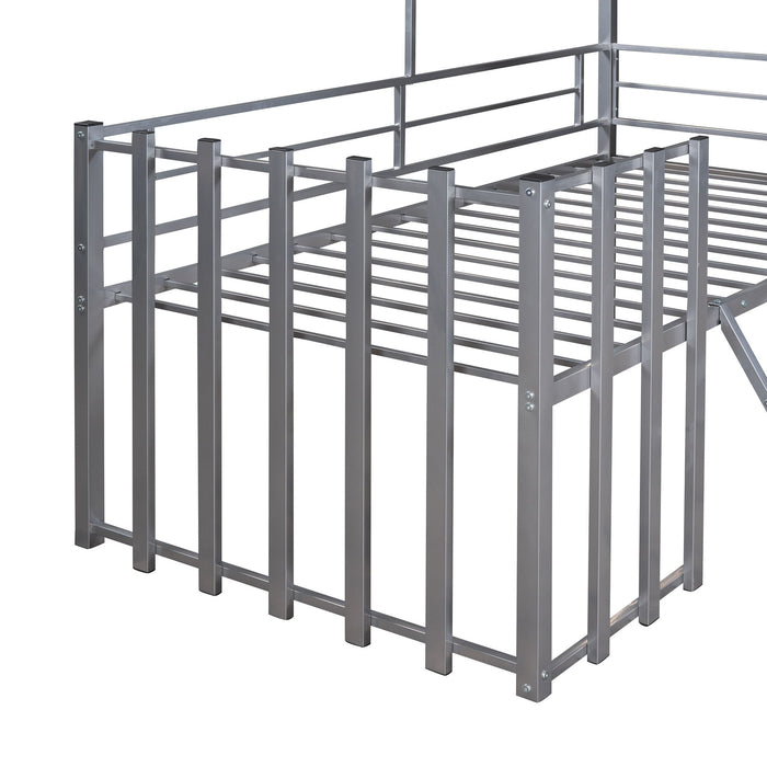 Loft Bed With Roof, Window, Guardrail, Ladder