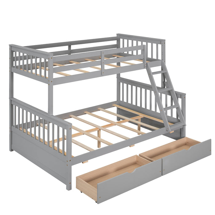 Bunk Bed With Ladders And 2 Storage Drawers