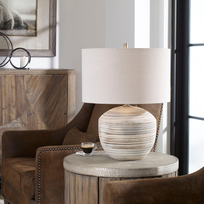 Prospect - Striped Accent Lamp - Light Brown