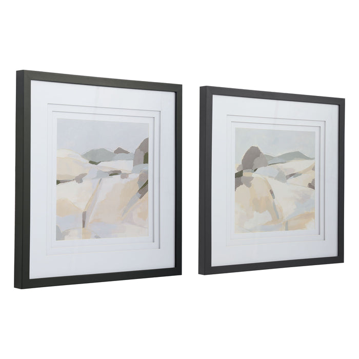 Western Landscape - Modern Prints (Set of 2) - Pearl Silver