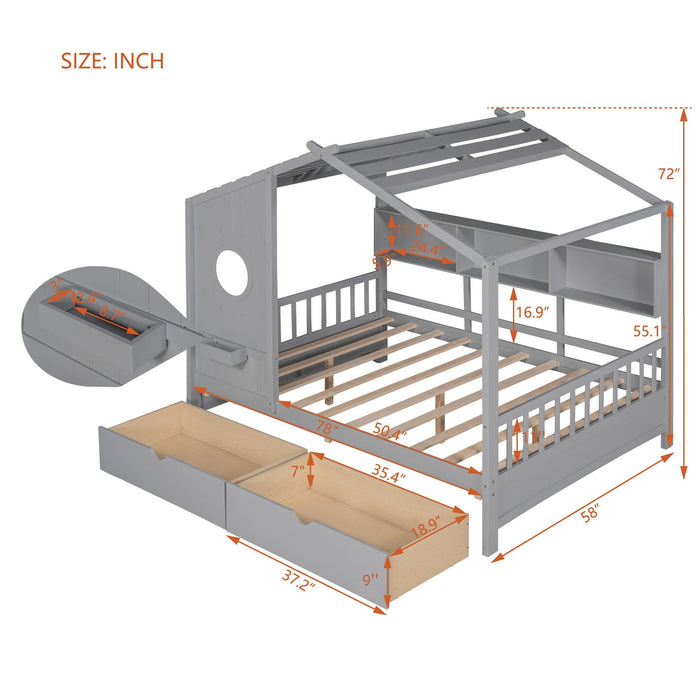 Modern Design House Bed With Storage Shelf