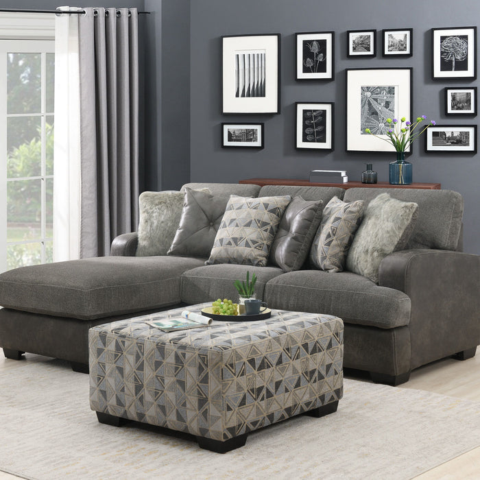 Berlin - 2 Piece Sectional - Gray Herringbone & Sanded Microfiber