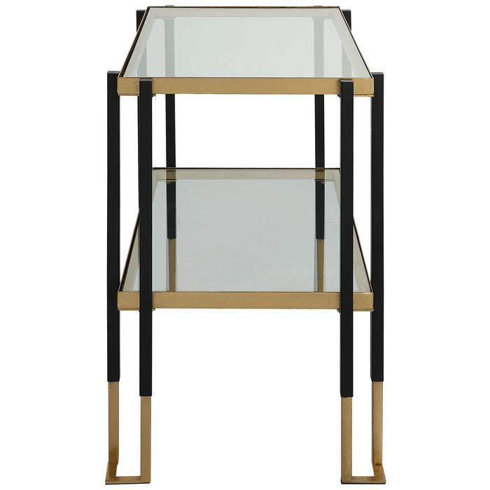 Kentmore - Glass Side Table - Black & Gold