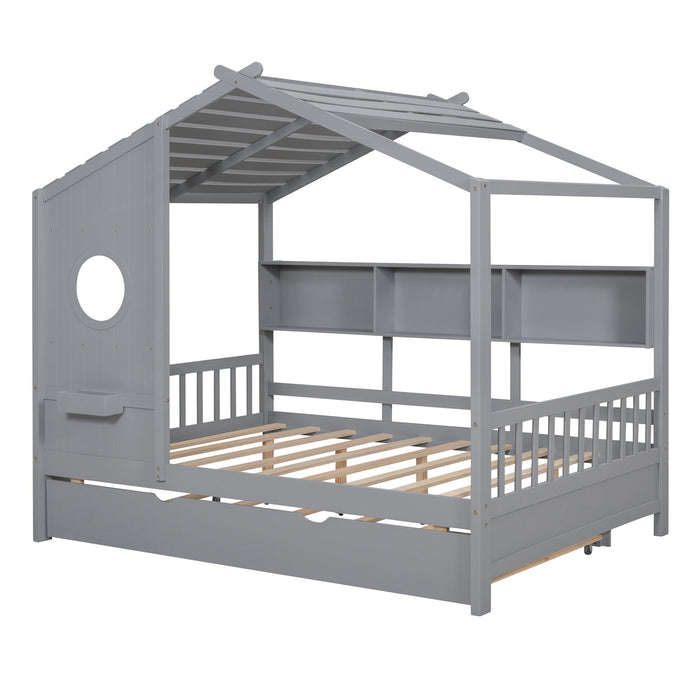 Modern Design House Bed With Storage Shelf