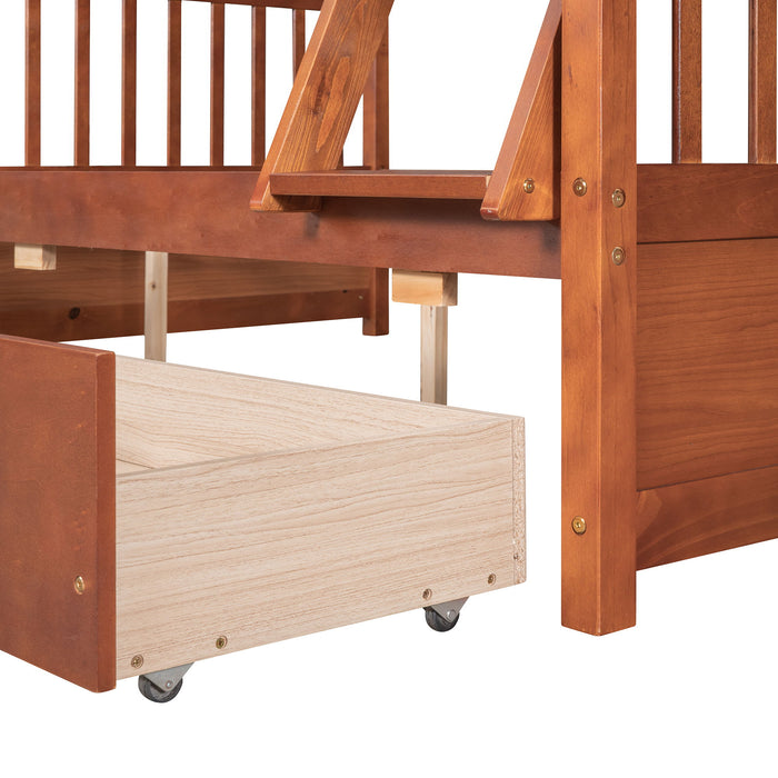 Bunk Bed With Ladders And 2 Storage Drawers