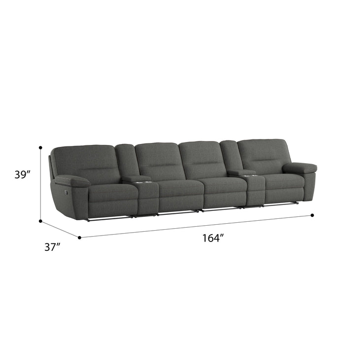 Alberta - 6 Piece Reclining Sofa With 2 Consoles - Charcoal Gray