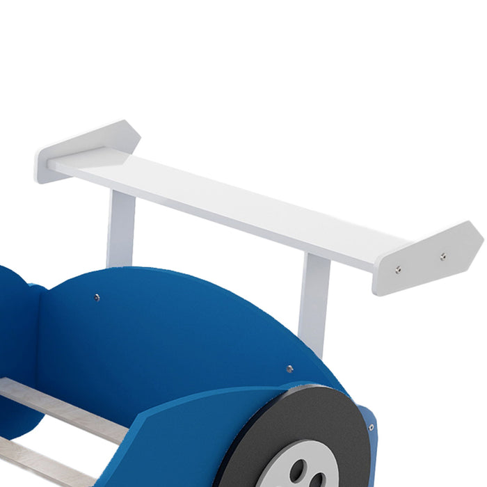 Race Car-Shaped Platform Bed With Wheels