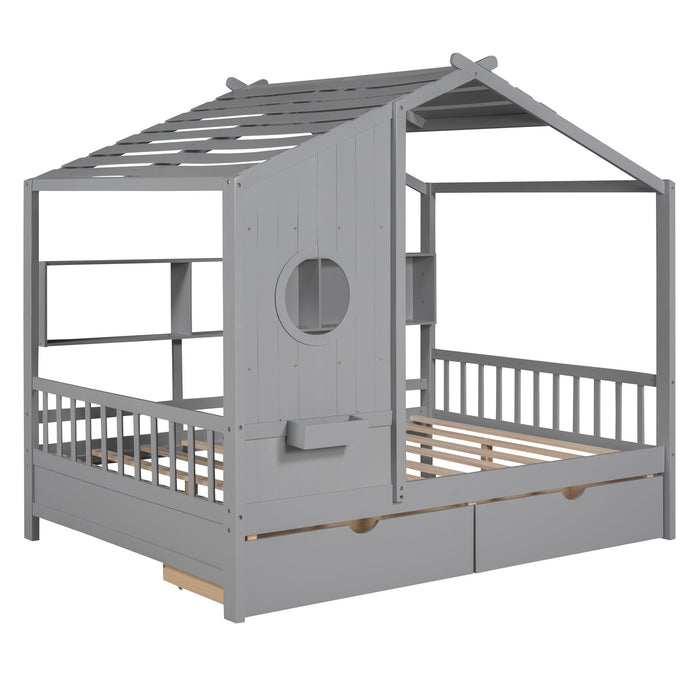 Modern Design House Bed With Storage Shelf