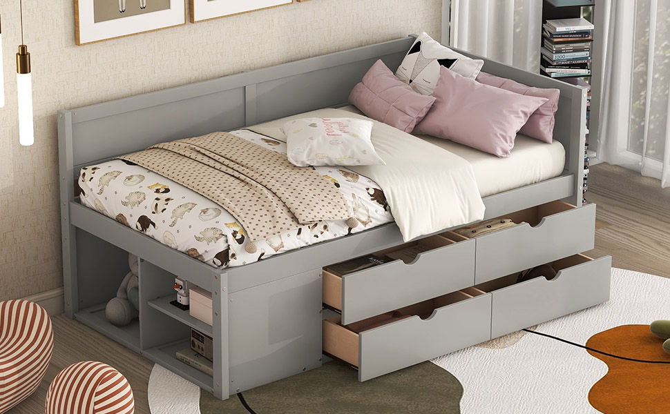Daybed With Drawers And Shelves