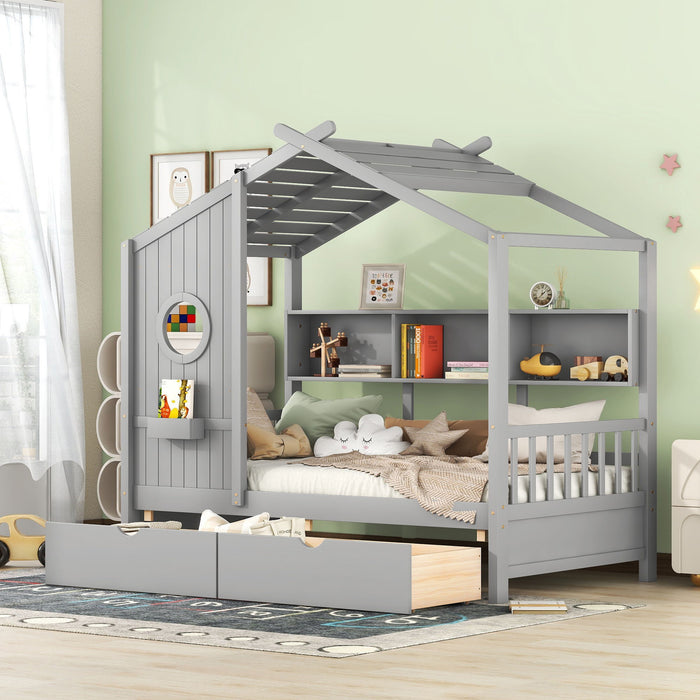 Modern Design House Bed With Storage Shelf