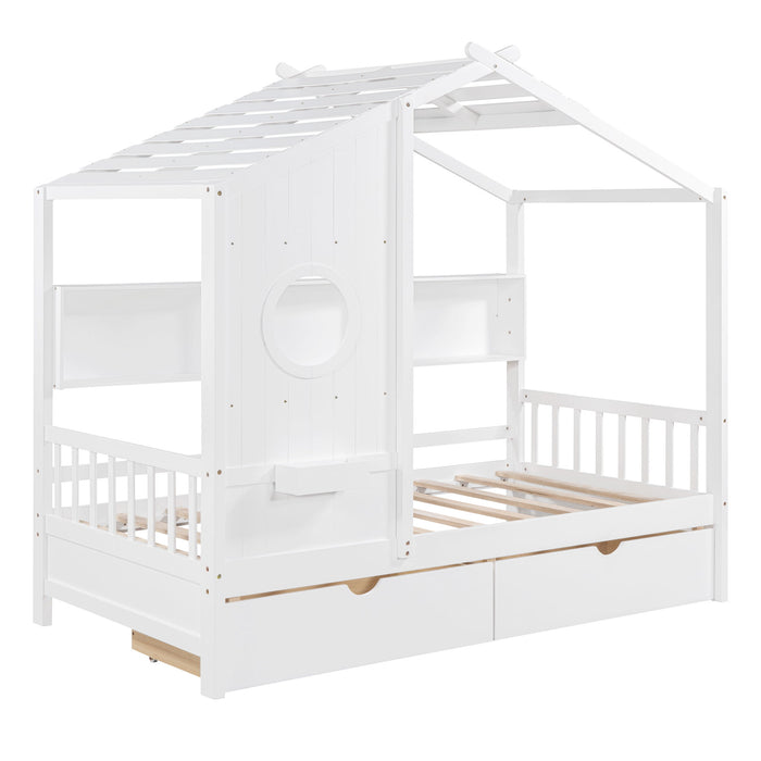 Modern Design House Bed With Storage Shelf