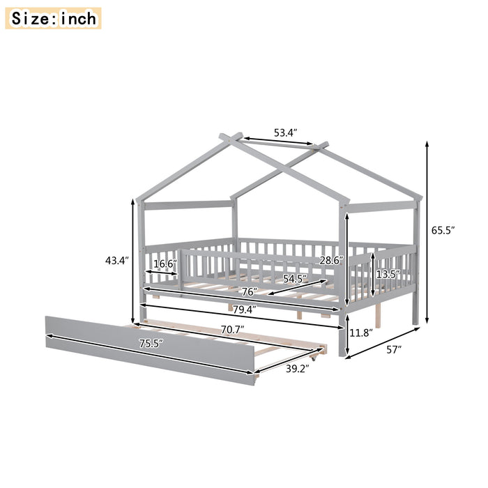 Creativity House Bed With Twin Size Trundle