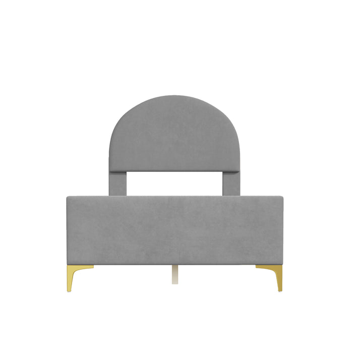 Upholstered Platform Bed With Classic Semi-Circle Shaped Headboard