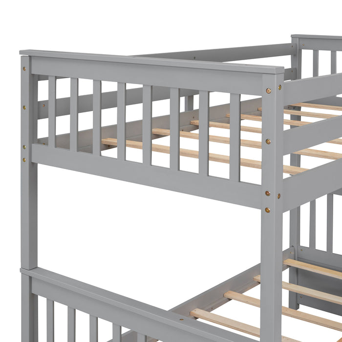Bunk Bed With Ladders And 2 Storage Drawers