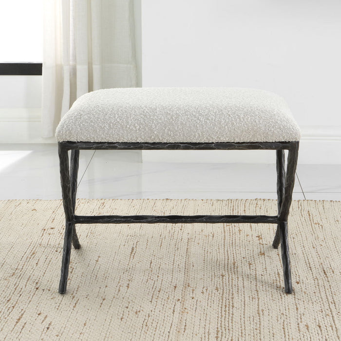 Brisby - Gray Fabric Small Bench