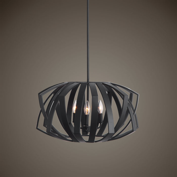 Thales - Geometric 3 Light Pendant - Black