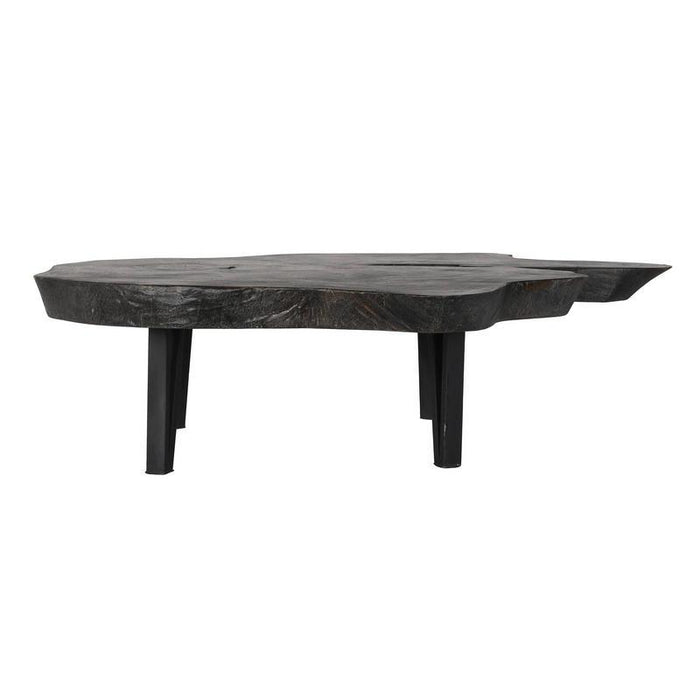 Live - Edge Coffee Table With Metal Base - Black