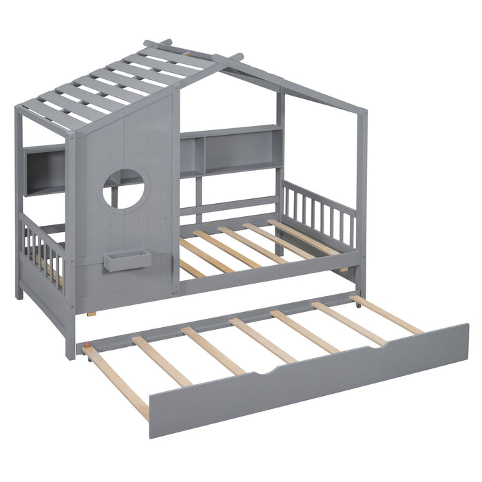 Modern Design House Bed With Storage Shelf