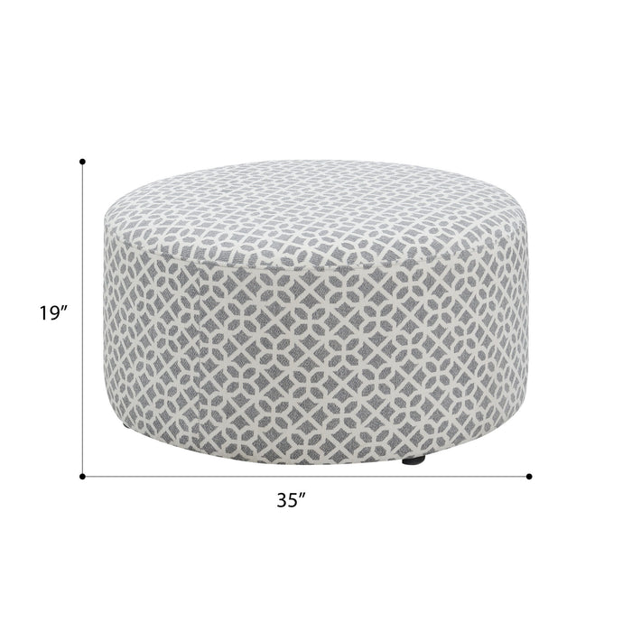 Walker - Round Ottoman - Gray Lattice