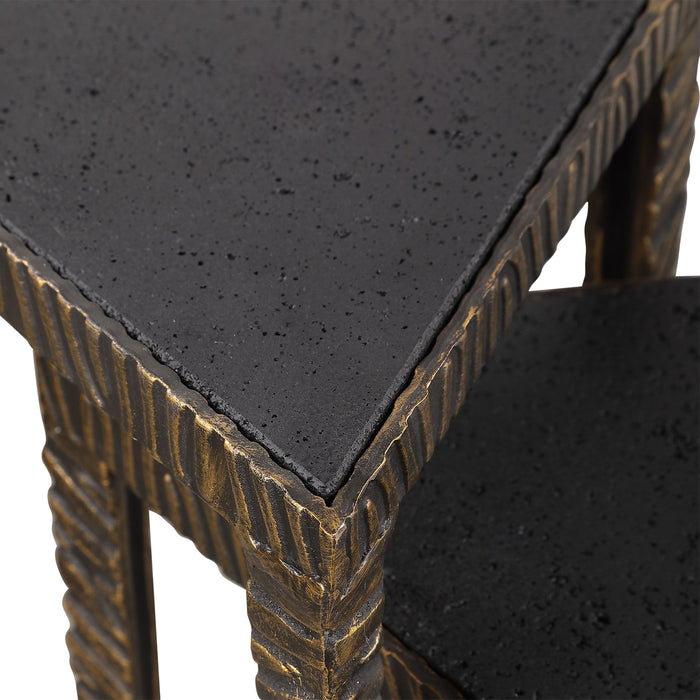 Samiria - Triangular Accent Tables (Set of 2) - Black & Dark Brown