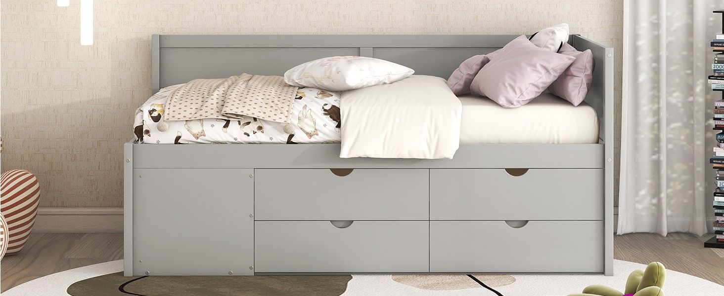 Daybed With Drawers And Shelves