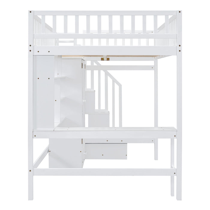 Loft Bed With Bookshelf, Drawers, Desk, And Wardrobe