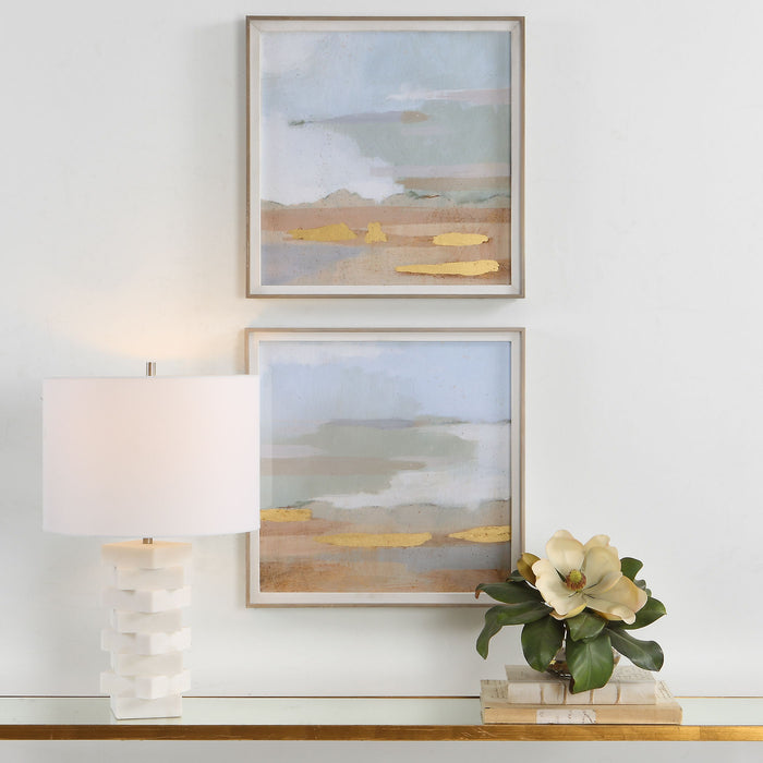 Abstract Coastline - Framed Prints (Set of 2)