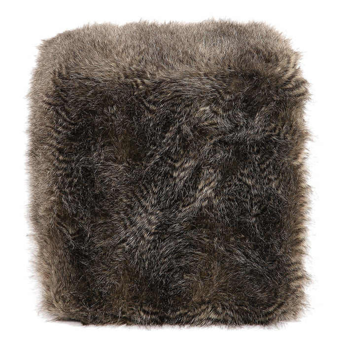 Jayna - Fur Ottoman - Dark Brown